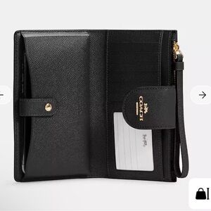 Coach Black Leather Wristlet IPhone Cash Cards Coins And Wallet